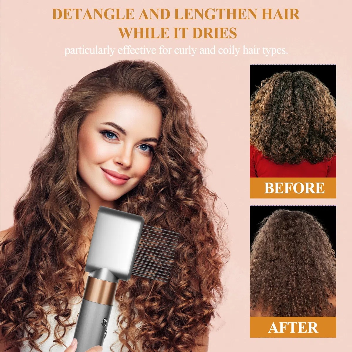 Peigne à dents larges de rechange compatible avec Dyson Airwrap, pièce n° 971894-04, nickel/cuivre