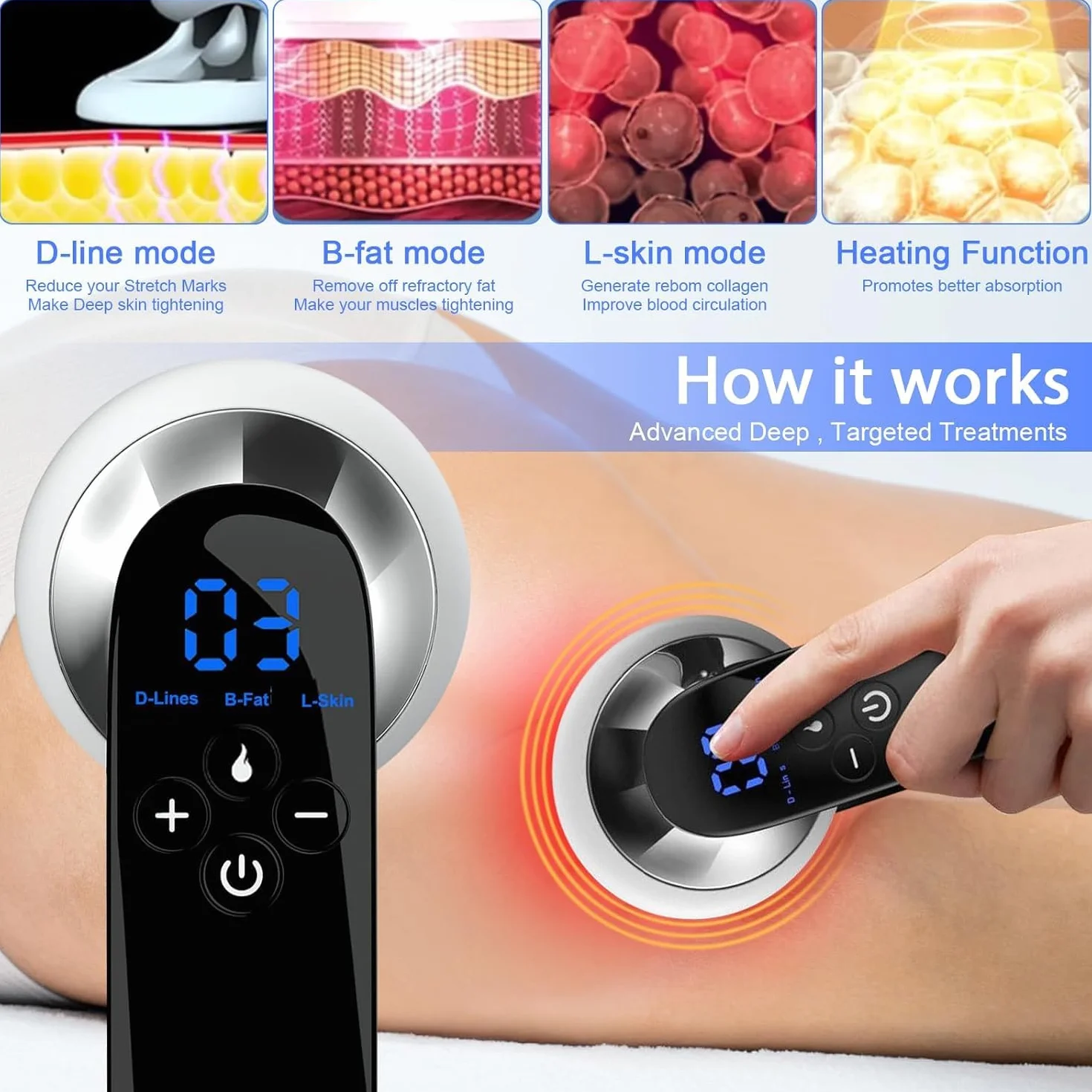 Appareil De Massage Anti-Cellulite Portatif, Machine De Sculpture Corporelle Professionnelle, 3 Modes Et 10 Intensités Réglables, pour La Graisse du Ventre, La Taille, Les Bras Et Les Jambes