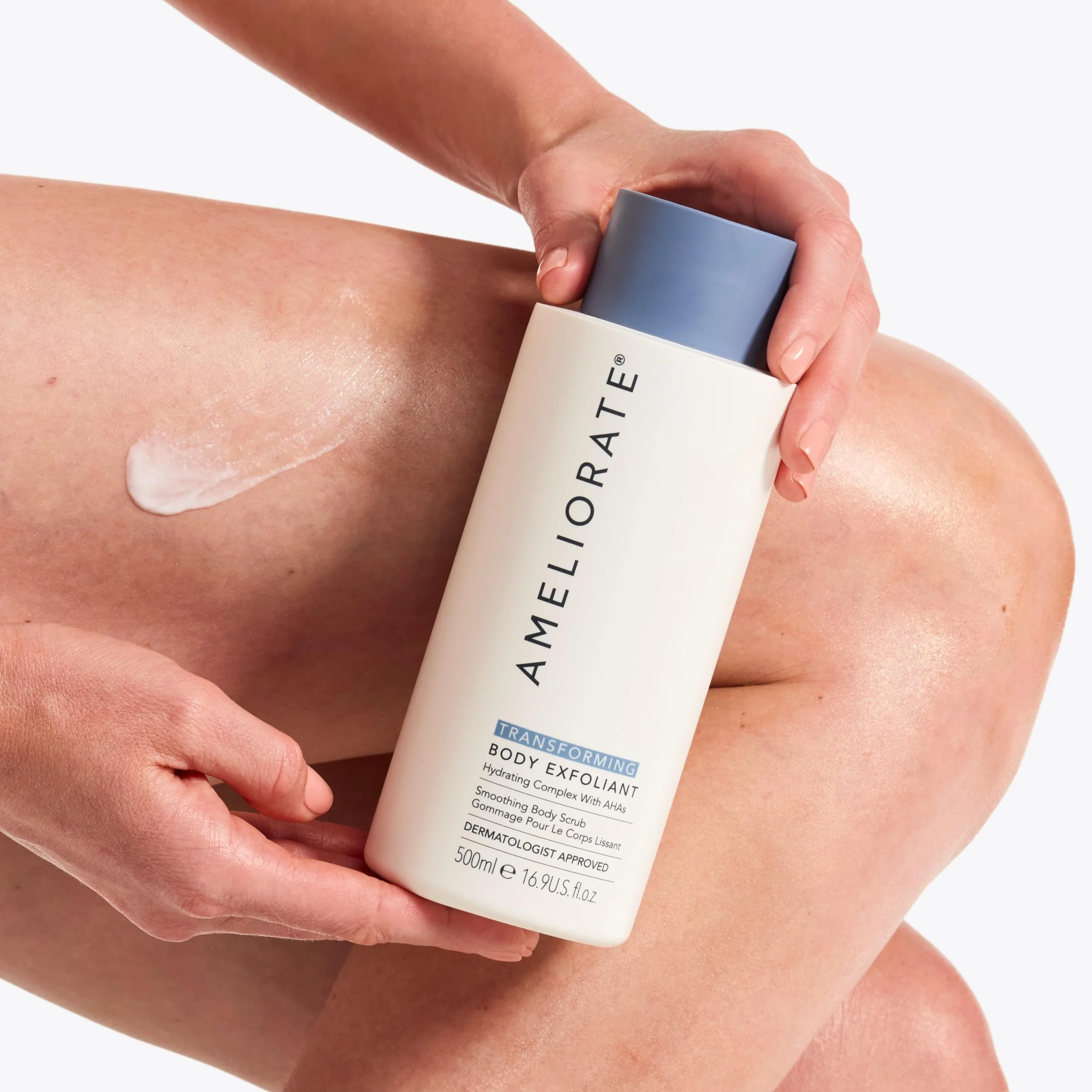 AMELIORATE Transforming Body Exfoliant 500ml for Keratosis Pilaris, Bumpy & Dry Skin | AHA & Bamboo Scrub