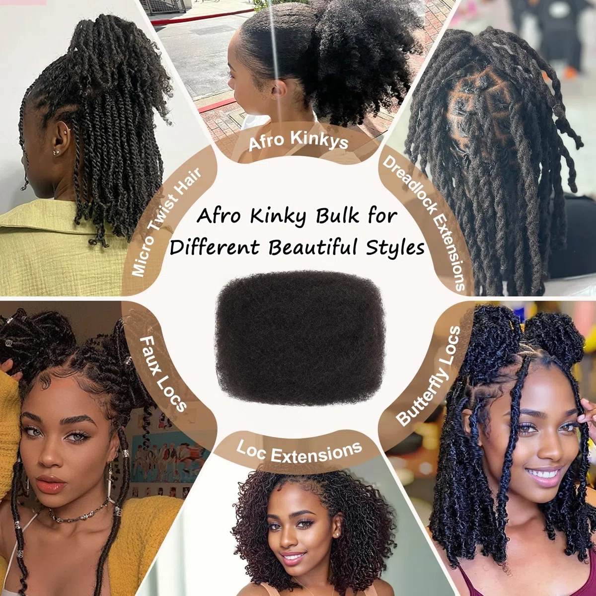 Originea Afro Kinky Bulk Human Hair 20cm 3 Packs Cheveux Naturel Humains Noir