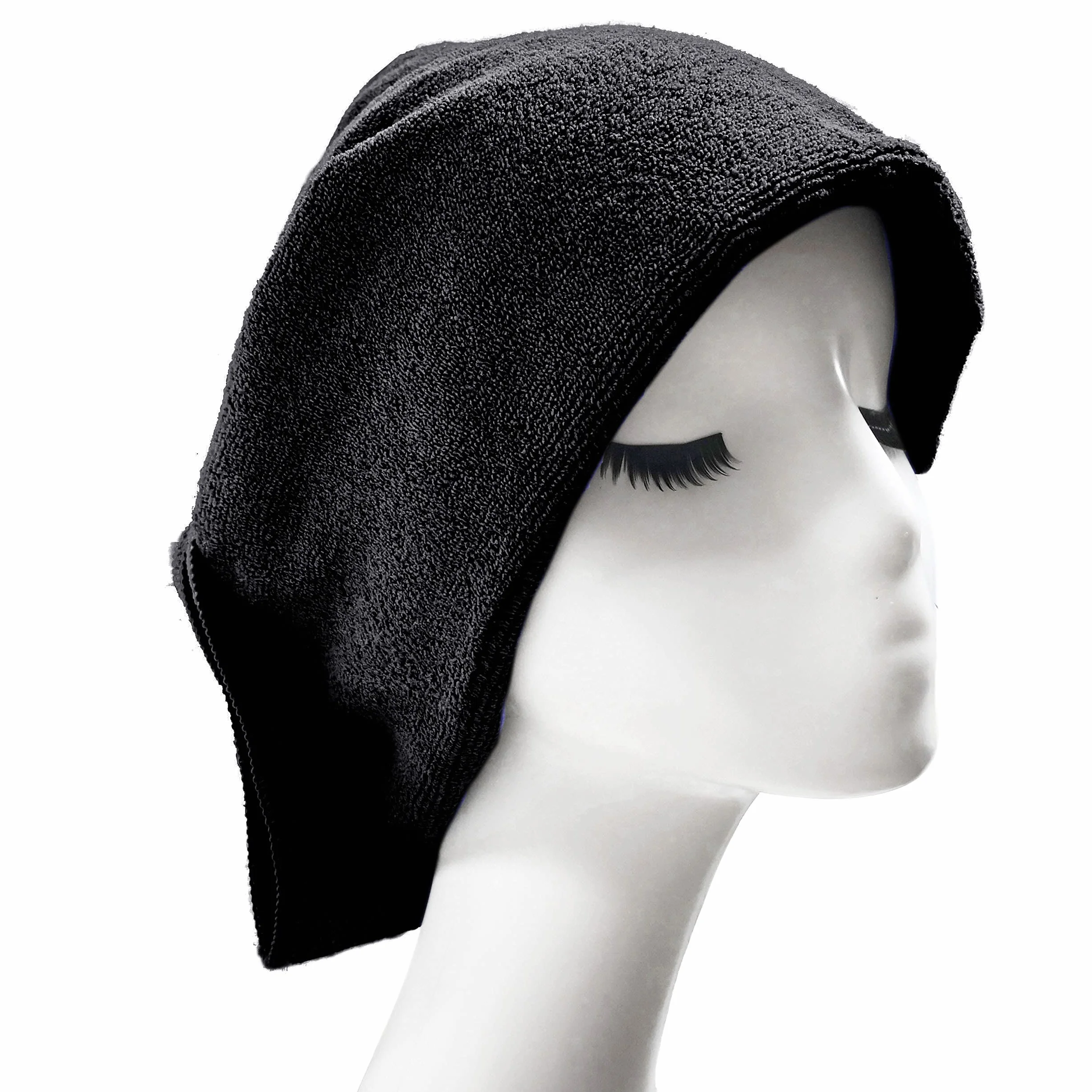 Polyte - 12 Serviettes en Microfibres - séchage des Cheveux - qualité Professionnelle/Salon de Coiffure - sèche Rapidement/ne Peluche Pas - Noir - 40,6 x 73,7 m