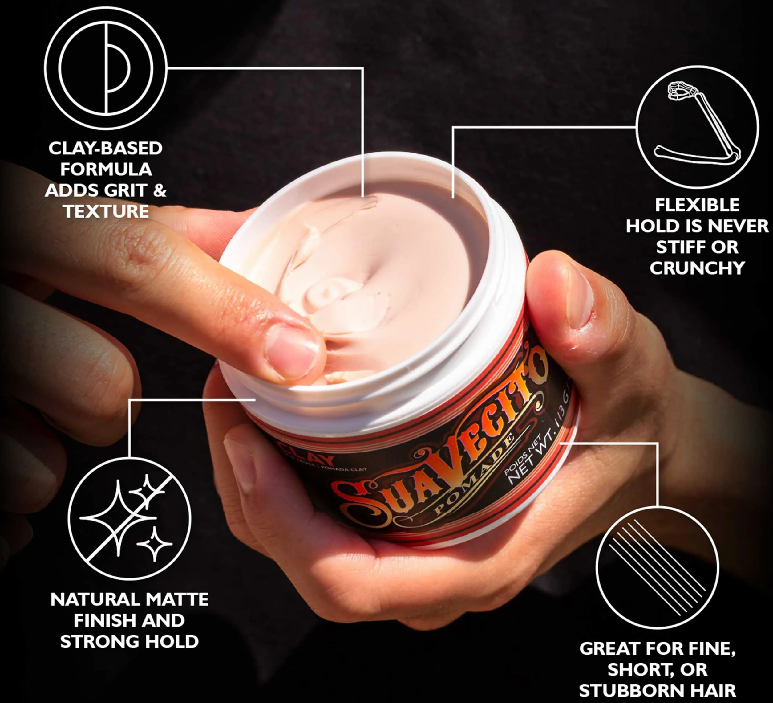 Suavecito Firme Clay Pomade For Unisex 4 oz Pomade