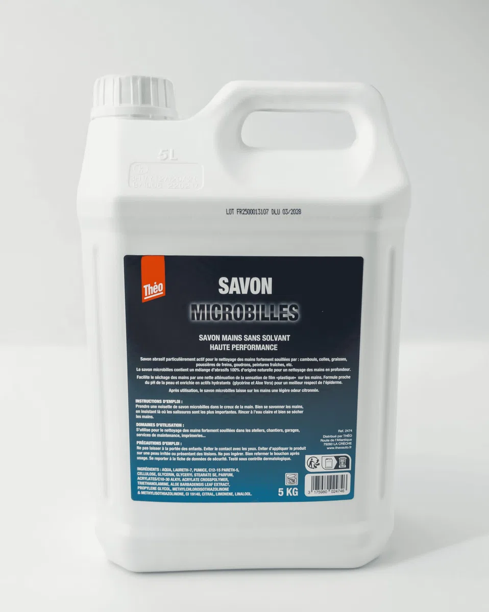 Savon Microbilles Mains 5L Sans Solvant Avec Pompe Intégrée | Parfum Citron - Format Economique 5L