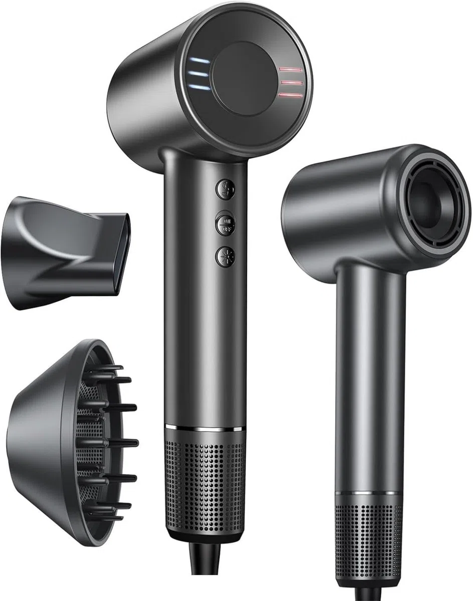 Bopcal Seche Cheveux Professionnel avec Diffuseur - 160000rpm Séchage Rapide pour les Boucles, Sèche Cheveux Ionique avec 500 Millions pour Salon et Voyage, Cadeau