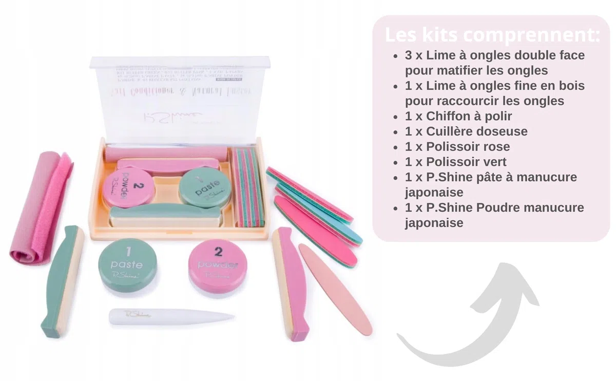 INLAQ P-SHINE Set de manucure japonais pour ongles brillants et sains