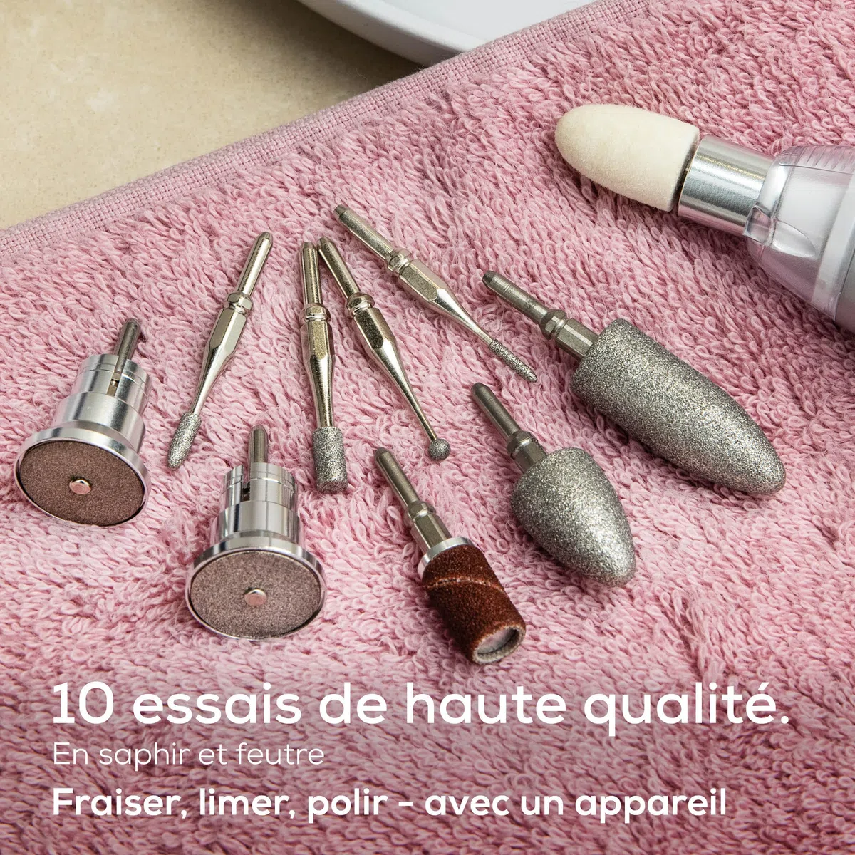 Beurer MP 62 Set de manucure/pédicure, lime à ongles électrique avec 10 embouts, lumière LED, réglage de vitesse, blanc