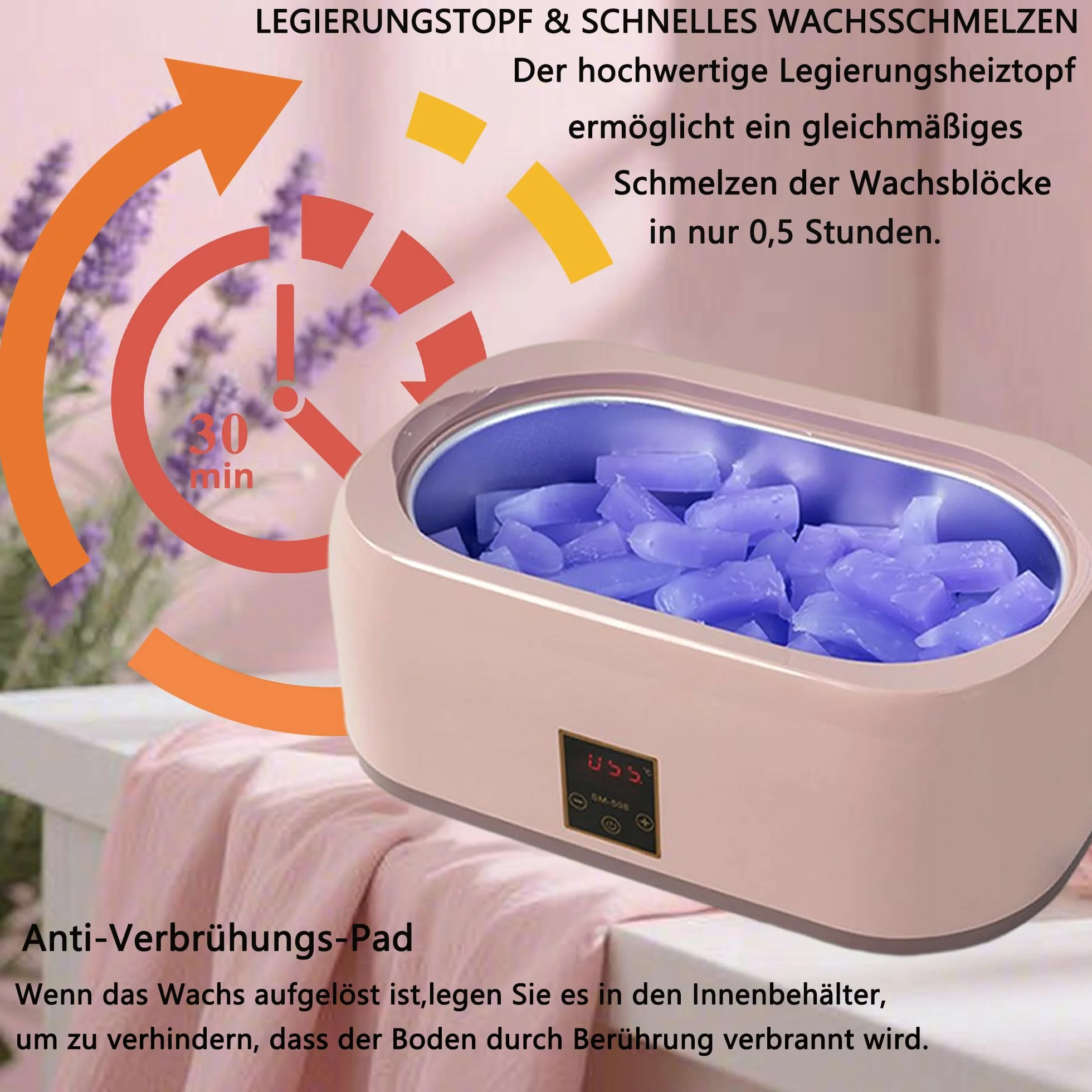 Bain de paraffine 4000ml pour mains et pieds, cire de paraffine 900g avec accessoires, soin peaux sèches (rose)
