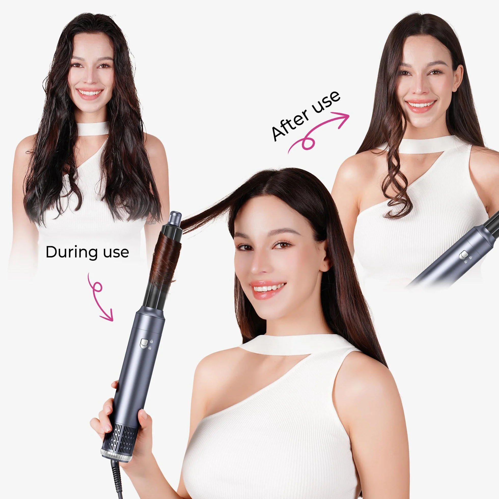 MogaWave Pro Air Styler 6 In 1 Hair Styler 1000W Brosse Soufflante Auto Boucleur à Air
