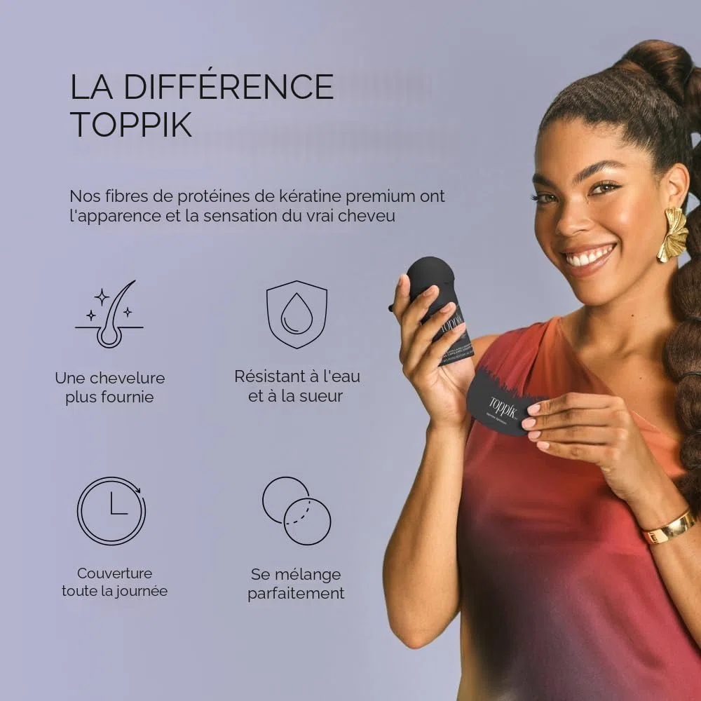 TOPPIK Fibres Capillaires Densifiantes à base de Kératine, Blond - 27,5g - Cheveux à l'Aspect Naturellement plus Epais – Pour densifier Racines, Ligne Frontale, Barbe, Calvitie