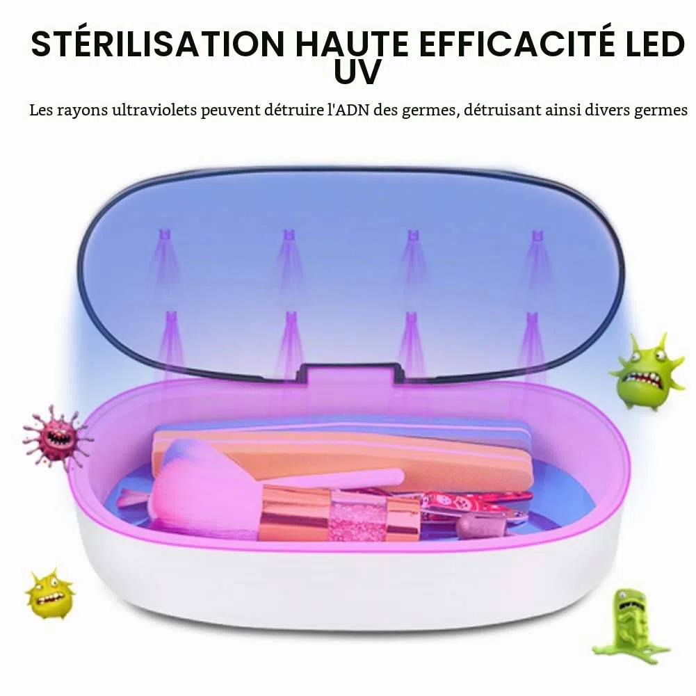 Stérilisateur UV pour Instruments, Boîte de Désinfection UV, Dispositif de Désinfection UV LED, Dispositif de Désinfection pour Outils de Manucure, pour Salon de Manucure (cable
