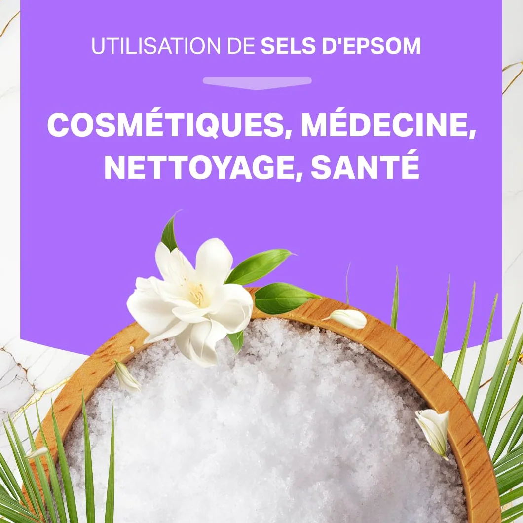 Sel d'Epsom 4 kg Pur Sulfate de Magnesium pour Bain de Pied Jardin Spa Cristaux Détente
