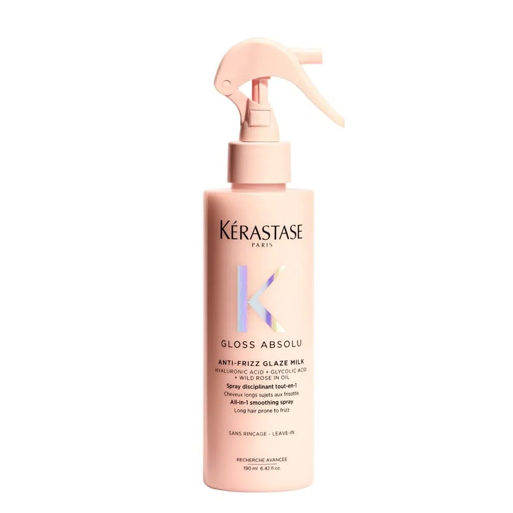 KÉRASTASE Gloss Absolu - Anti-Frizz Glaze Milk - Spray Disciplinant tout-en-1 - Acide Hyaluronique, Acide Glycolique et Rose Sauvage - Cheveux Longs et Sujets aux Frisottis