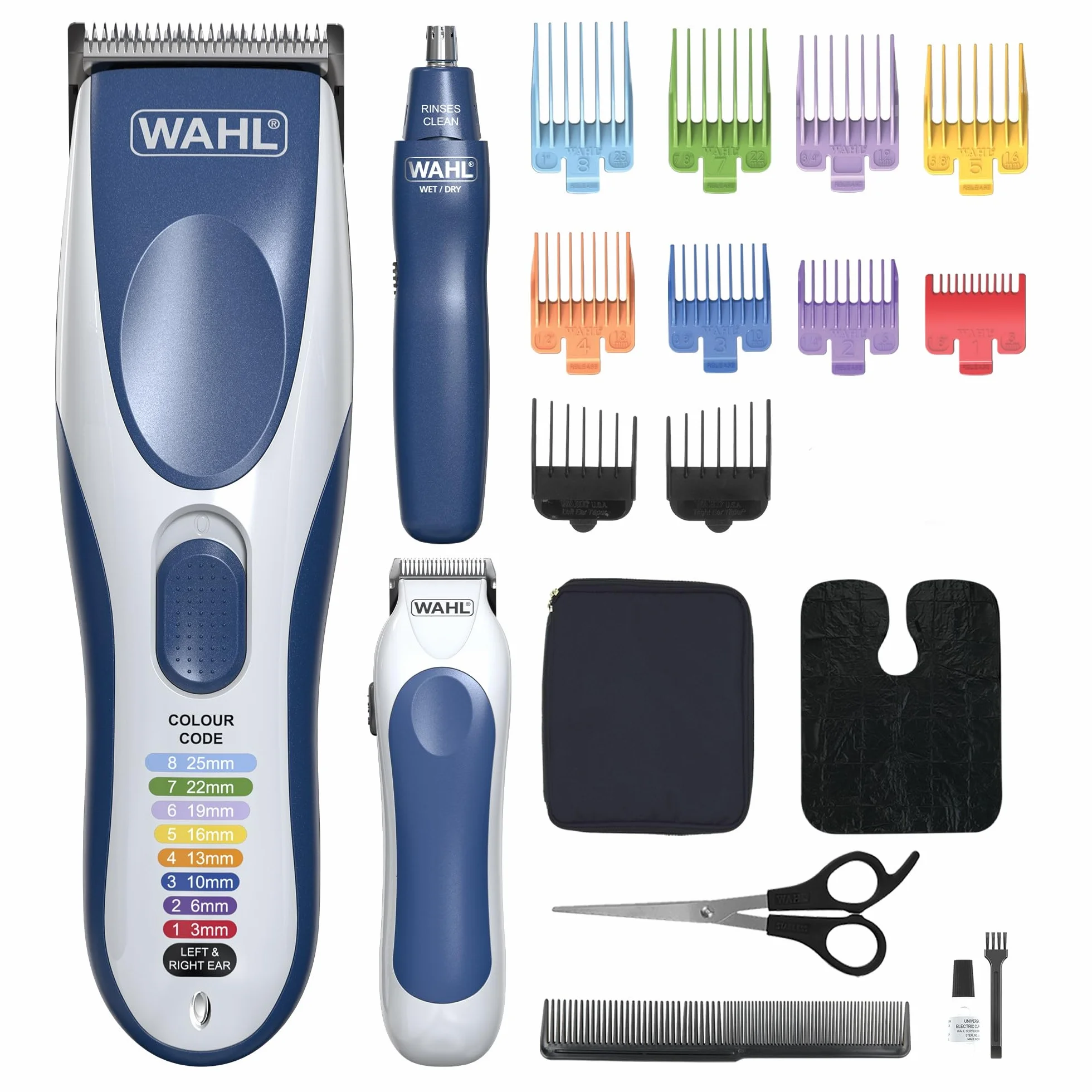 Wahl Color Pro Combo 3in1, tondeuse à cheveux pour hommes, kit de coupe familiale, rasoir de tête, tondeuse à cheveux pour hommes avec tondeuse à barbe, tondeuse à nez, tondeuse personnelle