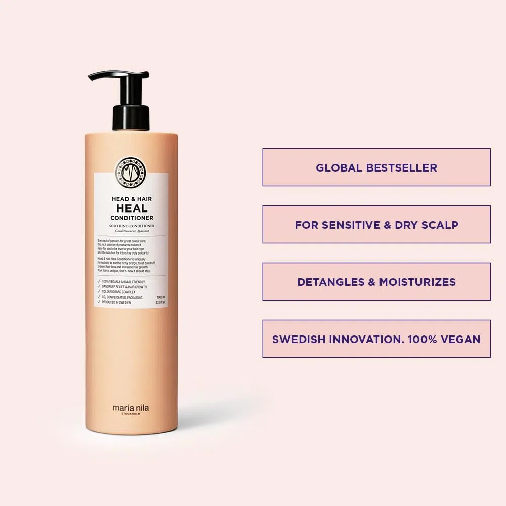 Maria Nila Head & Hair Heal Après-shampoing 1000 ml Anti-Pellicules Croissance Cheveux Vegan Sans Sulfate