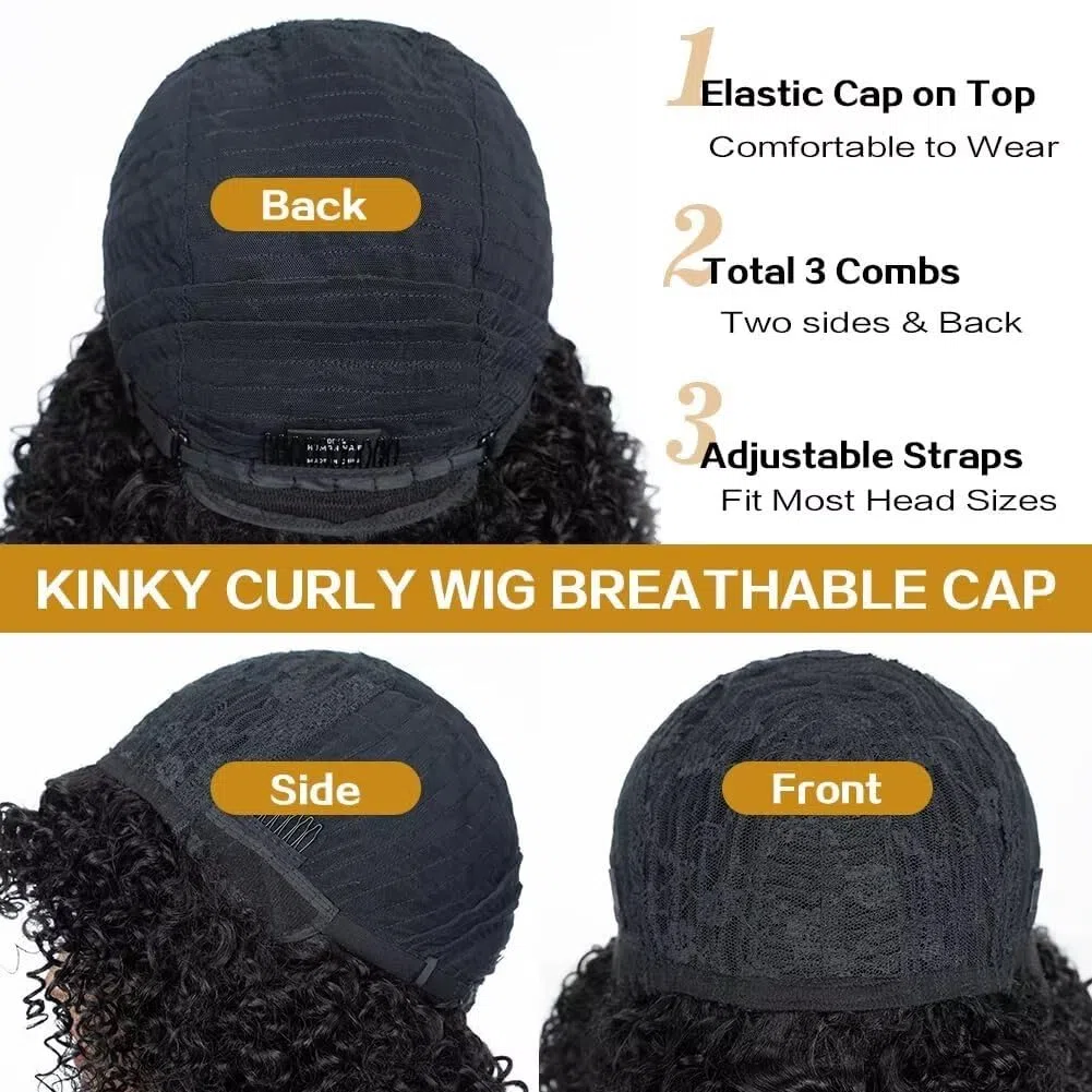 Perruque Femme Naturelle Brésilien Bouclée De Cheveux Humain Avec Frange Sans Colle Curly Bob Wig With Bangs Human Hair Glueless Wig No Lace Bouclée Perruque Femme Courte Noir Naturel 10 Pouces