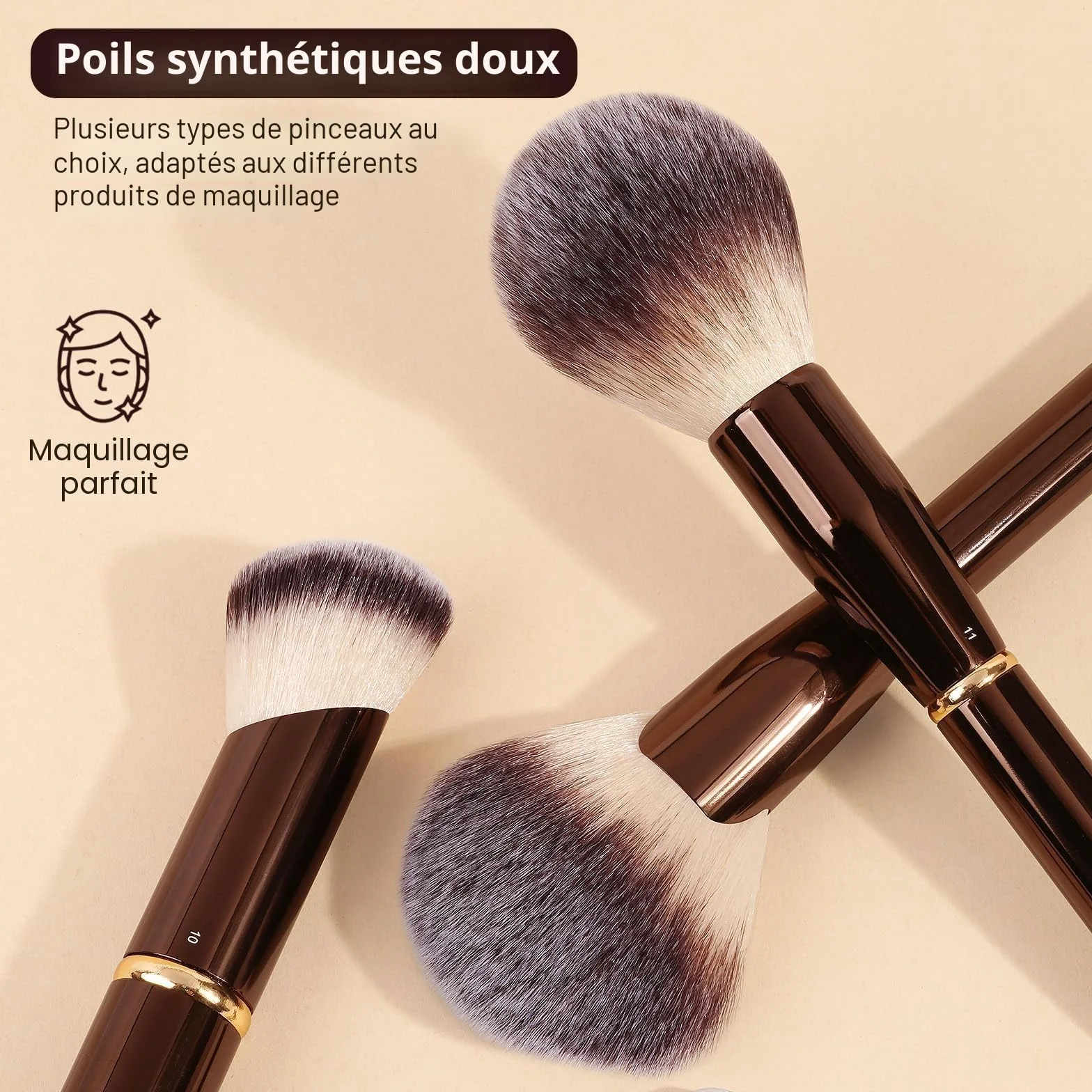 MAANGE Pinceaux Maquillages 16 Pièces Coffret Double Face Fond de Teint Poudre Contour Fard à Joues Set Complet