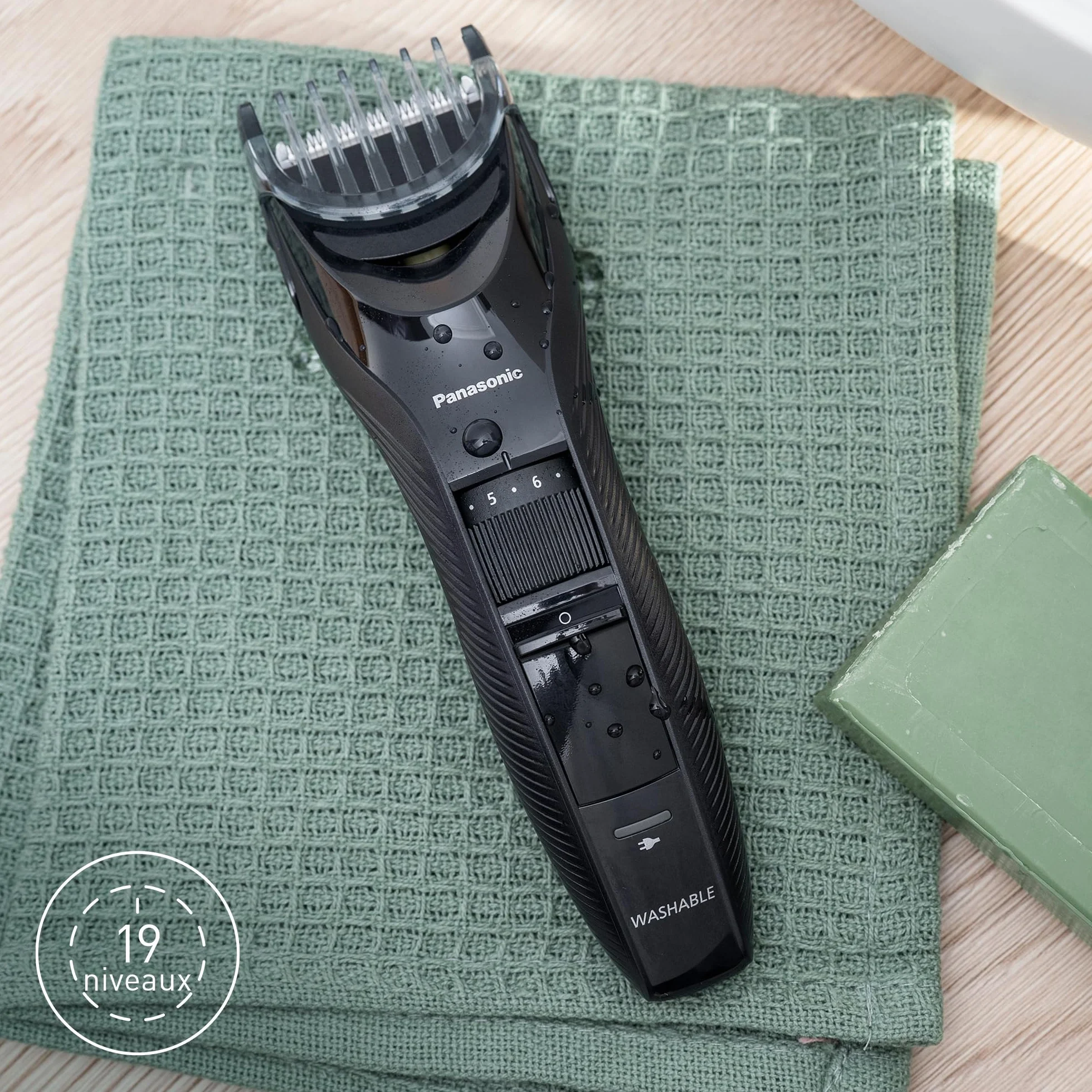 Panasonic ER-GC53-K503 Tondeuse à Cheveux Hommes Sans Fil Étanche 19 Réglages Longueur Noir