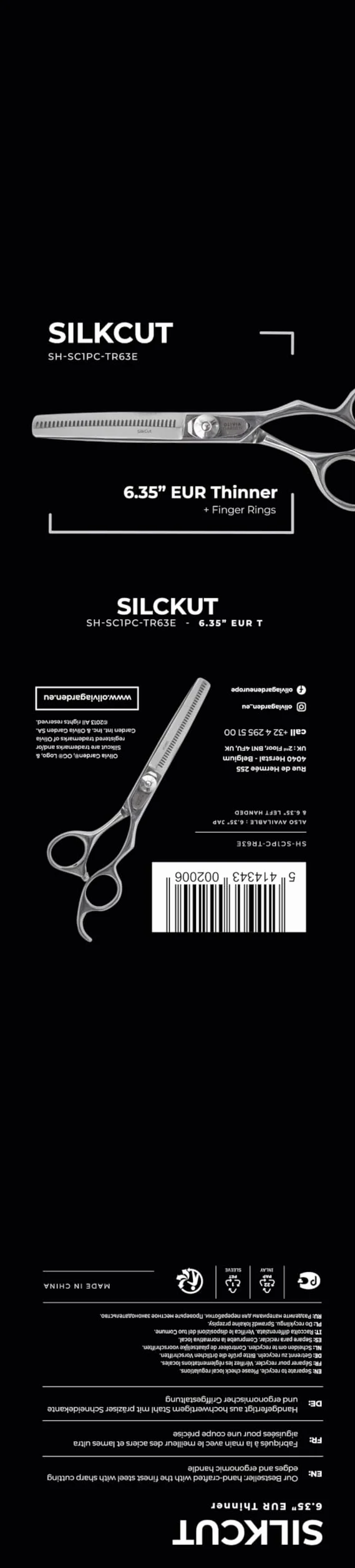 Olivia Garden SilkCut Effileur, Européen, Taille 6", 35 Dents - Puissantes Lames Convexes, Fait-Main avec de l'Acier Japonais, Dans une Pochette