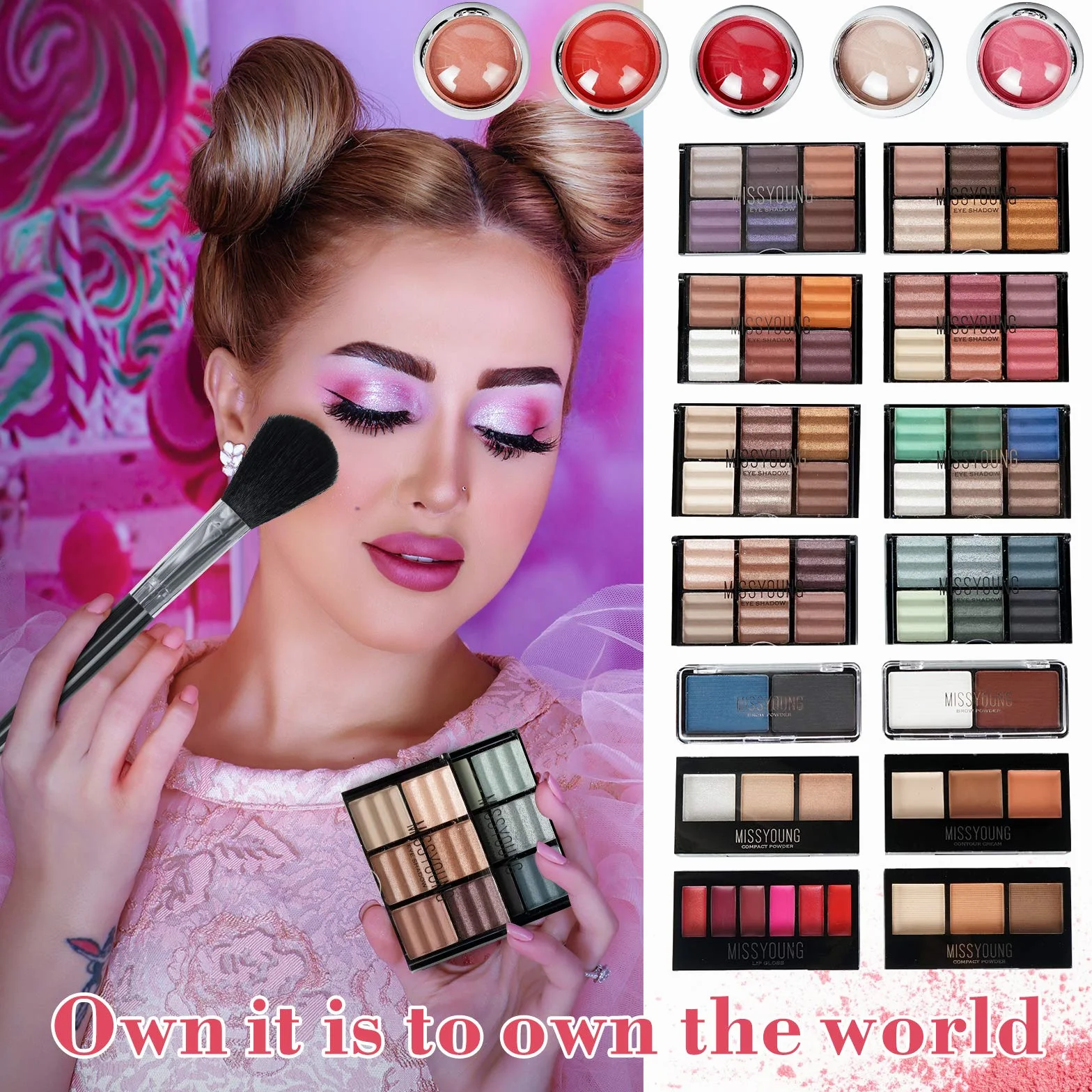 Set de Maquillage Coffret Cadeau Complète Ensemble de Beauté Cosmétique Kit avec Palette Fard à Paupières, Fard à Joues et Brillant à Lèvres