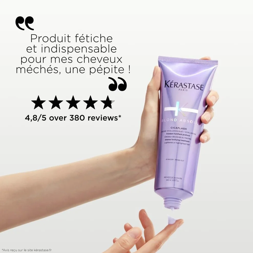KERASTASE Blond Absolu Fondant Fortifiant Profond Cicaflash Après-Shampoing Réparateur Anti-Casse Cheveux Blonds Décolorés Méchés 250 ml