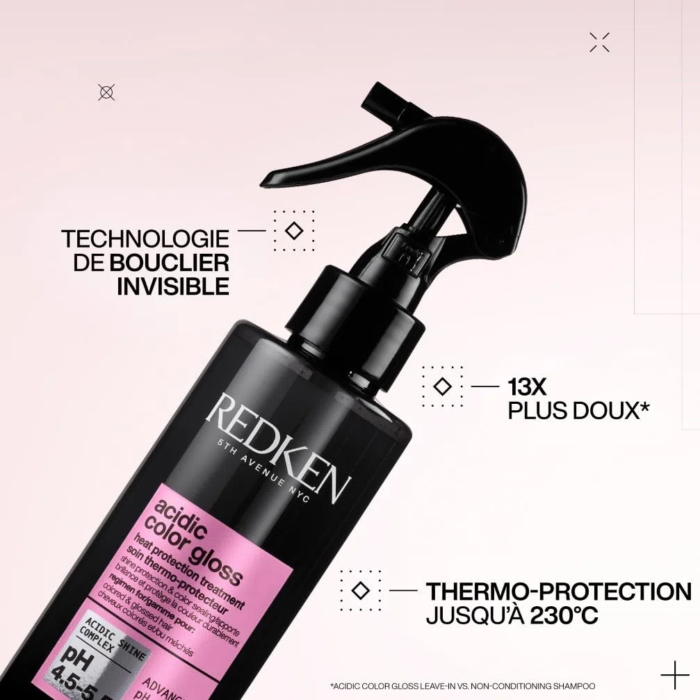 REDKEN - Leave In Acidic Color Gloss - Spray Thermoprotecteur Sans Rinçage - Hydrate, Démêle & Protège de la Chaleur - Cheveux 13x Plus Doux - 6x Plus d'Hydratation - Cheveux Colorés - 190 ml