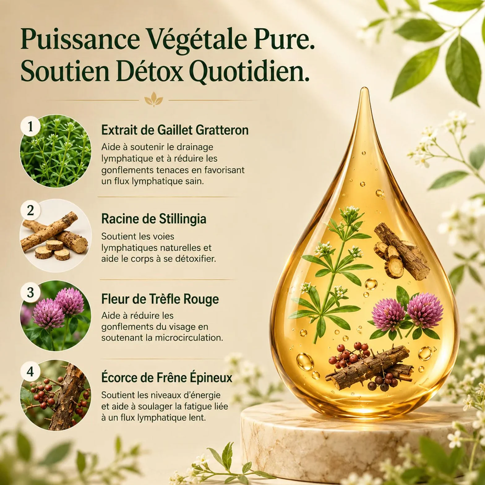 Lynae Drainant Lymphatique Goutte, Drainage Lymphatique Corps Complet, Mélanges à Base de Plantes Naturelles, Sans Gluten, 2 flacons