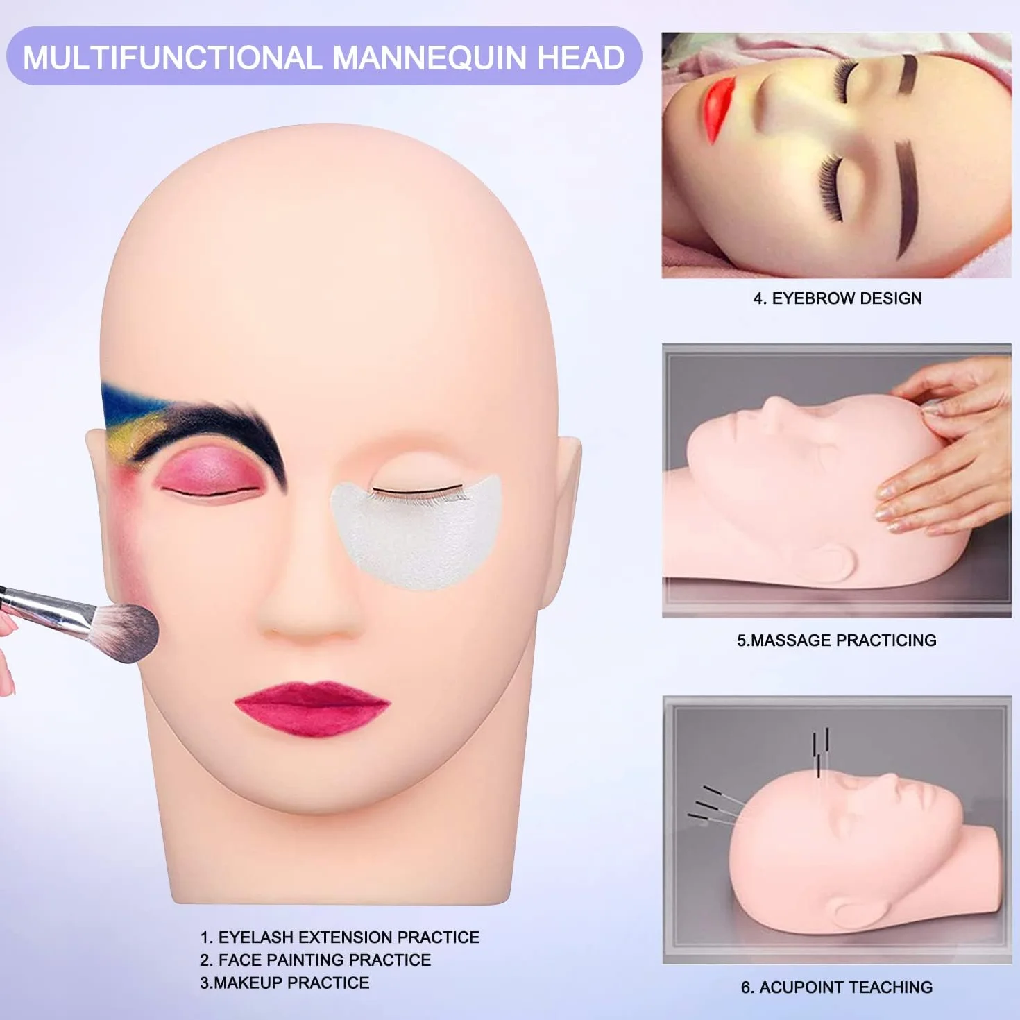 TwoWin Kit d'extension de cils professionnel - Kit complet d'entraînement avec tête de mannequin, colle d'entraînement et faux cils pour débutants, maquillage et greffe de cils