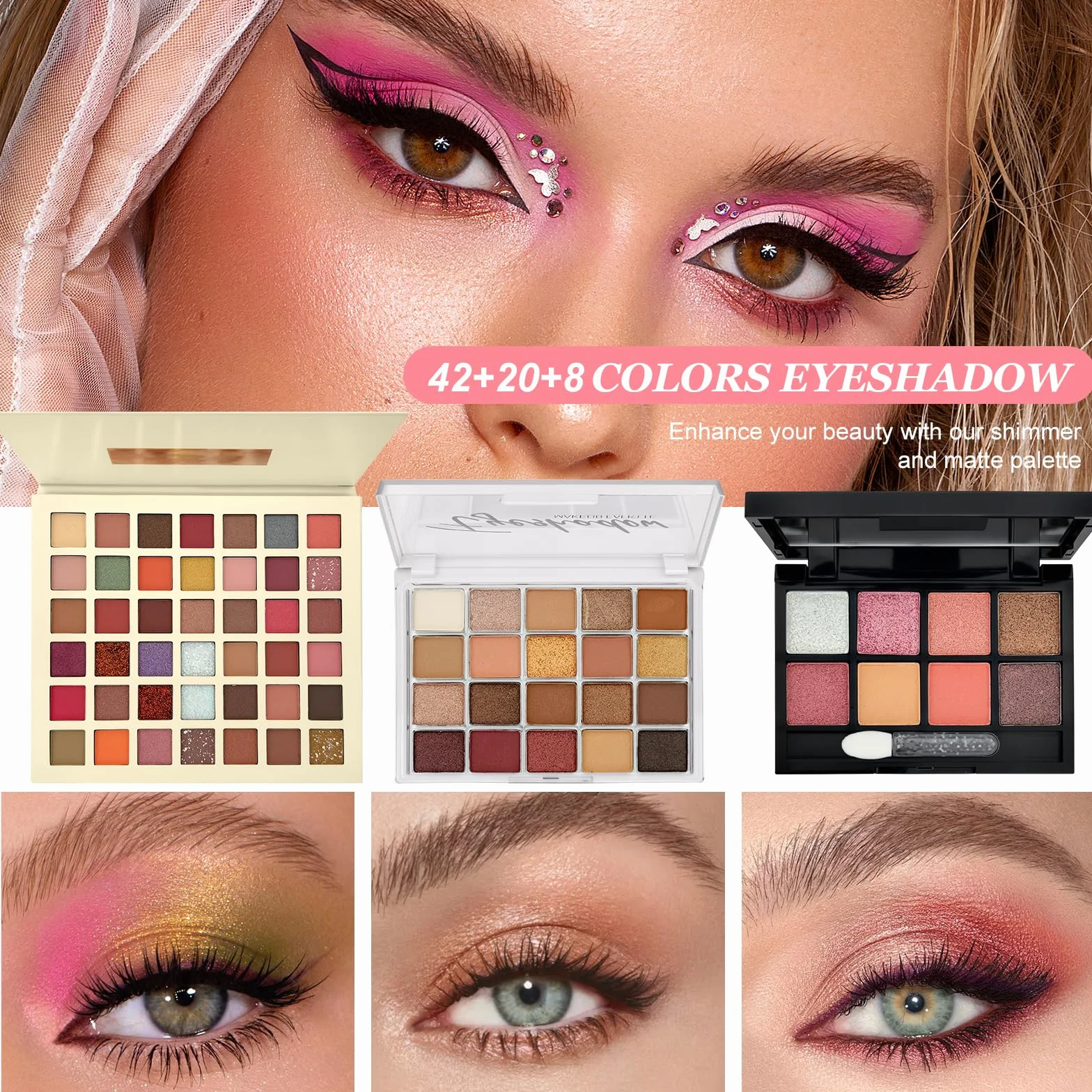 Kit Maquillage Femme, Coffret Cadeau Maquillage avec Palette Yeux Correcteurs Fond Teint Mascara Gloss Lèvres Eyeliner Crayon Sourcil Trousse Voyage