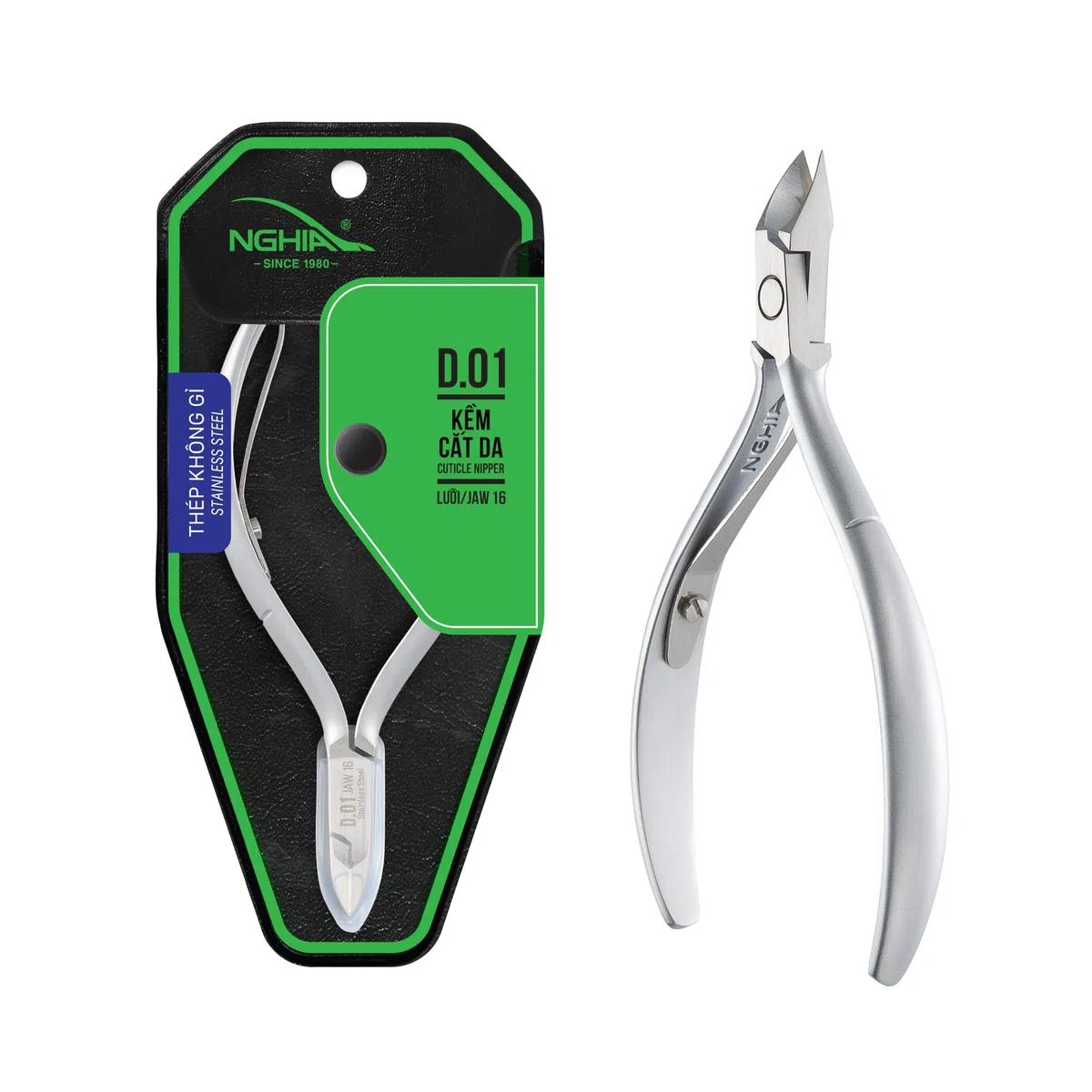 Nghia Pince à cuticules D-01 Jaw16 (D01 16) Acier inoxydable Mâchoire 16 Style Classique