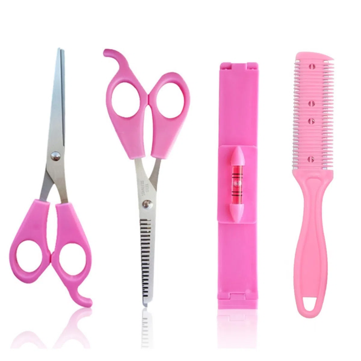 Outils de Coiffure DIY Bricolage Tondeuse, 4 Pièces Kit D'outils de Coupe de Cheveux Bricolage, Accueil Outil de Coupe de Cheveux Ciseaux de Coiffure Professionnels, Coupes De Cheveux Lame Peigne