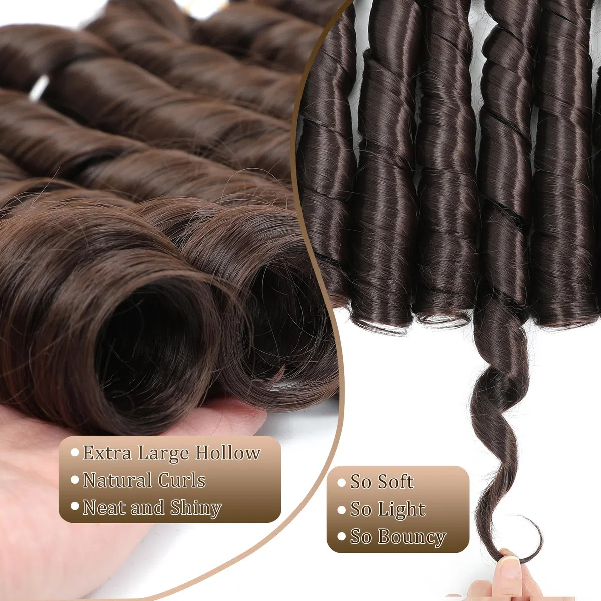 French Curly Braiding Hair for Box Braids 22 inch Loose Wave Braiding Hair Pre Stretched Bouncy Braiding Crochet Spiral Curl Synthetic Extensions for Women (4#, 22 Inch)