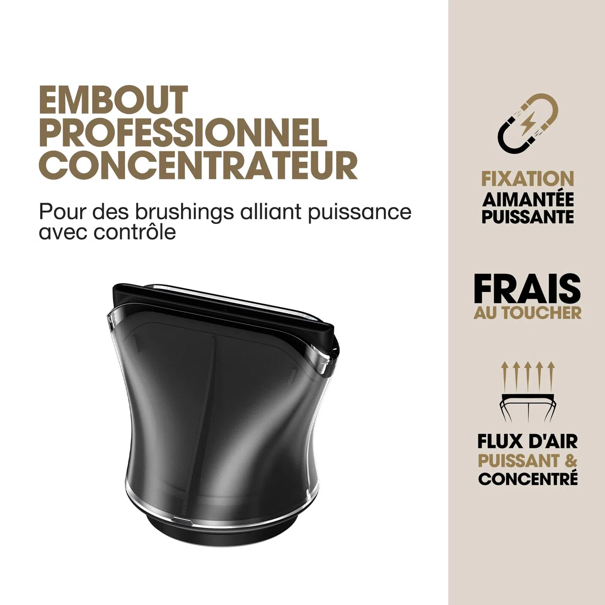 ghd - Embout pour Seche cheveux (Noir) - Embout concentrateur 68 mm pour sèche-cheveux ghd Speed - Idéal tous types et toutes longueurs de cheveux - Séchage professionnel avec volume et brillance
