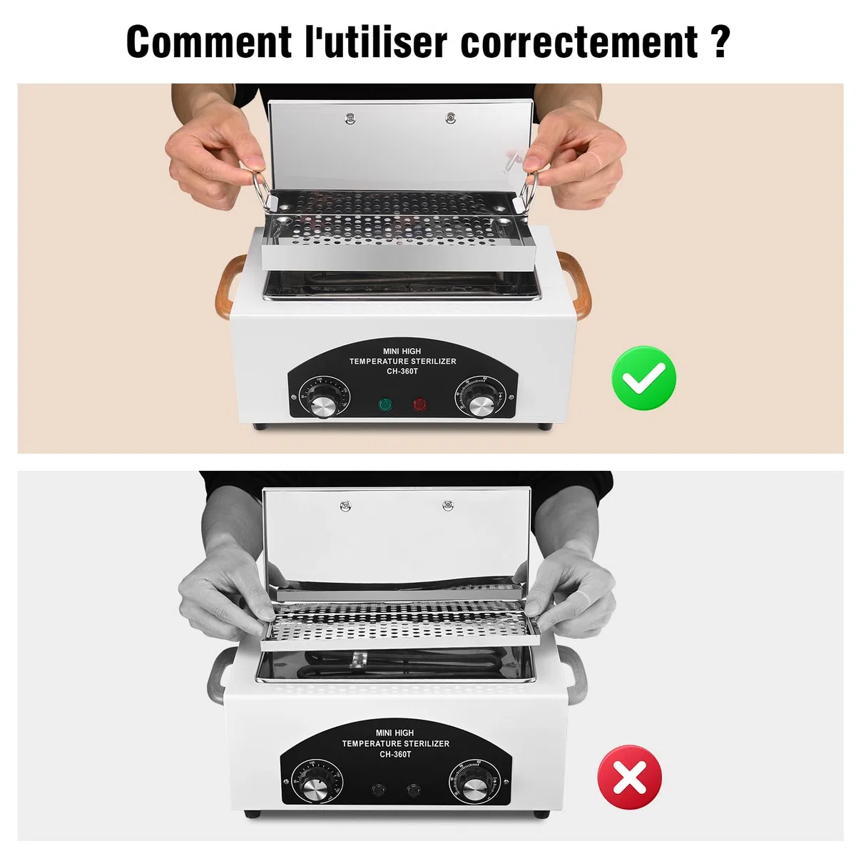 Machine d'autoclave de stérilisateur à haute température 300W stérilisateur d'outil à ongles stérilisateur à chaleur sèche 1.5L équipement de salon pour outils métalliques avec poignée