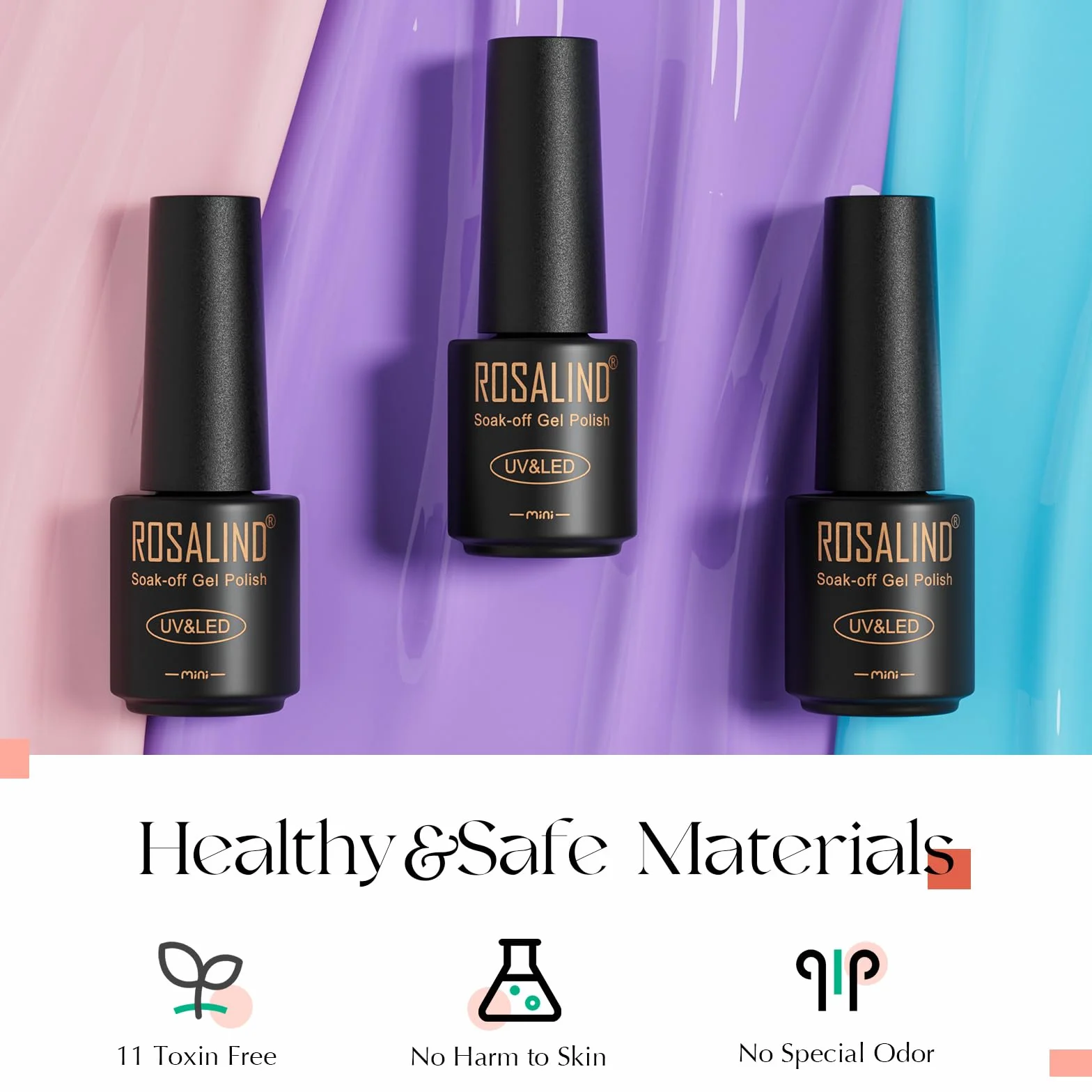 ROSALIND Vernis Semi Permanent 38 Pcs 35 Couleurs Base Top Coat Brillant Matte Gel UV LED