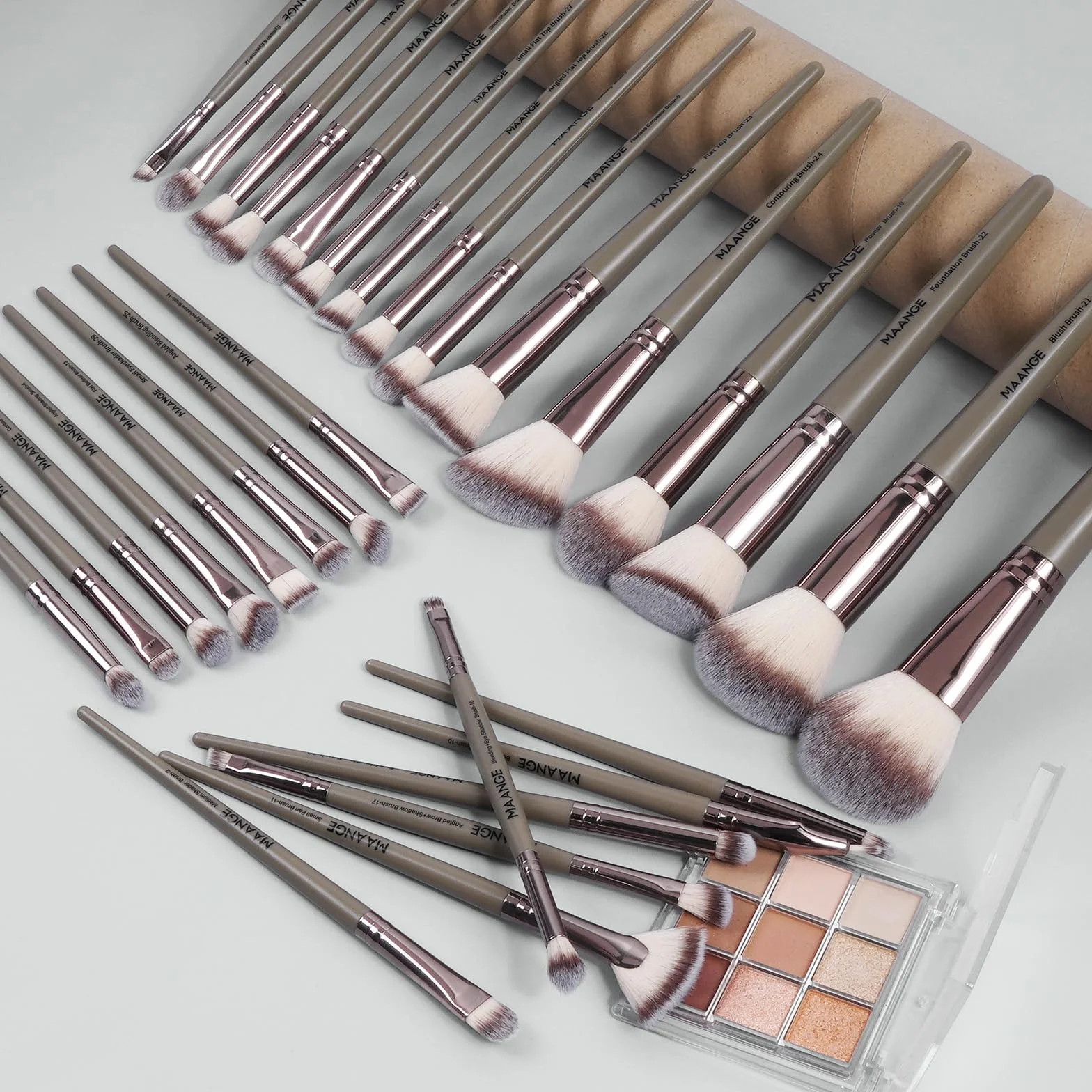 MAANGE Lot de 30 pinceaux de maquillage pour fond de teint, poudre et yeux