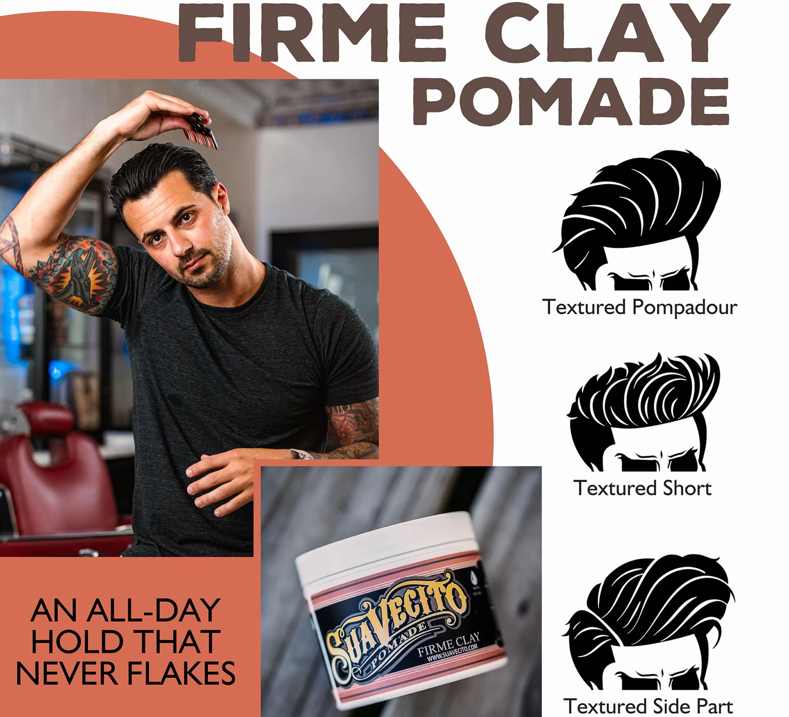 Suavecito Firme Clay Pomade For Unisex 4 oz Pomade