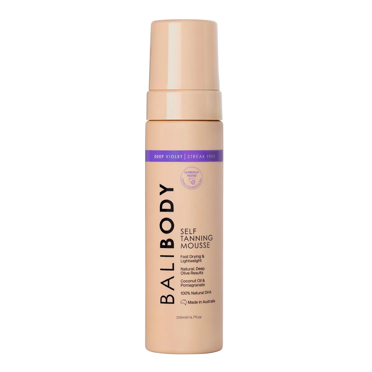 Bali Body Deep Violet Mousse autobronzante – Formule autobronzante à base de violette pour bronzage foncé, faux bronzage avec nuances d'olive – Hydratant, bronzant sans soleil pour peaux sensibles