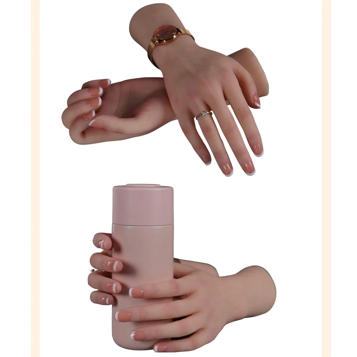 Main de Silicone Femme Mannequin Taille Réelle pour Bijoux, Art, Esquisse avec Ongle (Main Gauche, Ivoire)