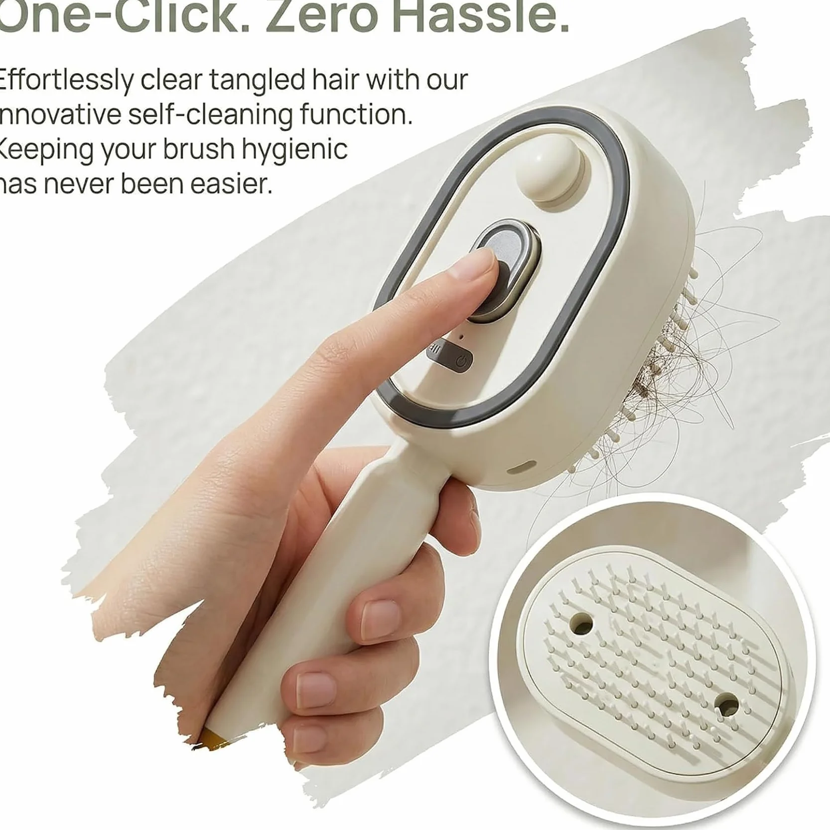 Brosse à vapeur électrique rechargeable avec spray, lisseur anti-frisottis pour femmes (Rose)