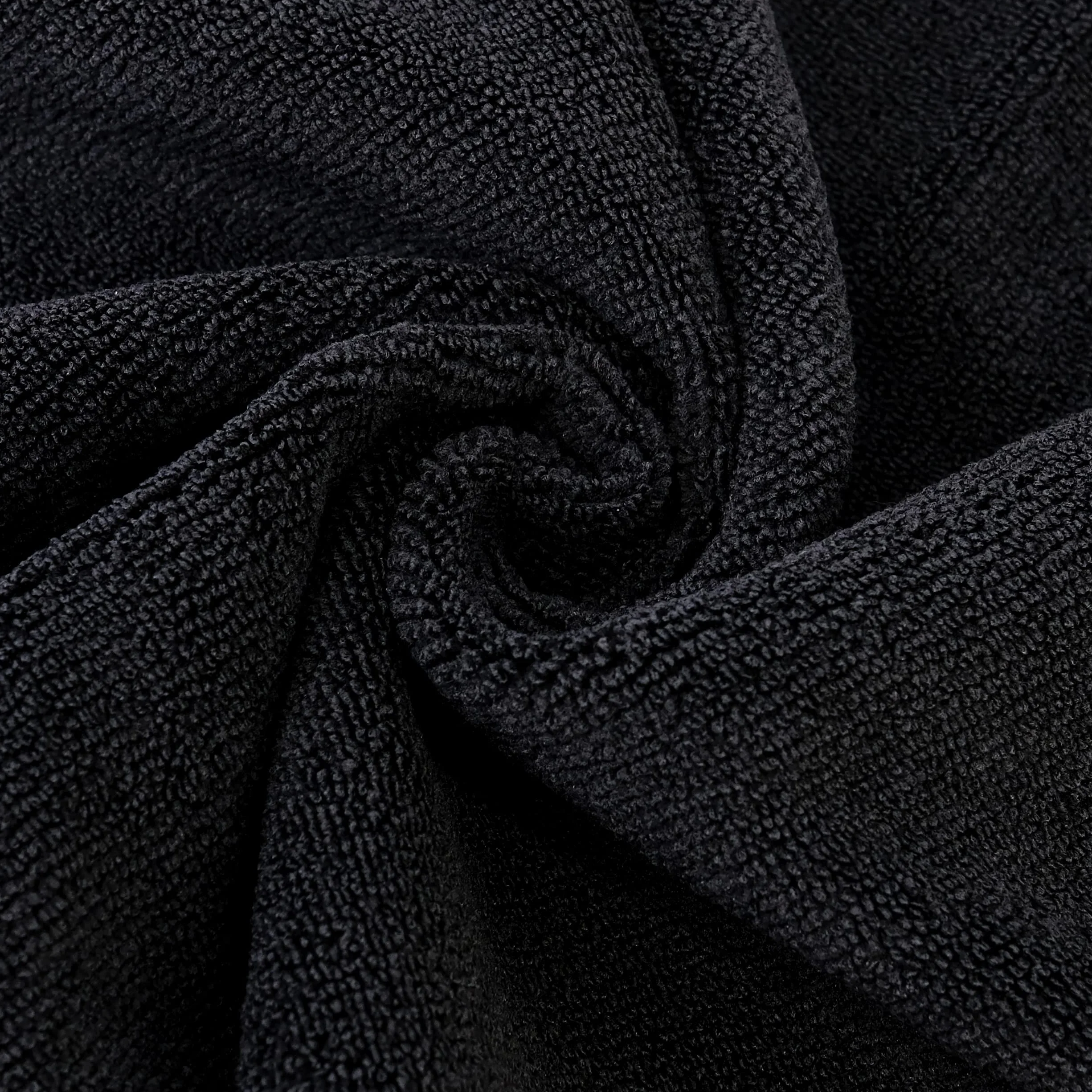 Polyte - 12 Serviettes en Microfibres - séchage des Cheveux - qualité Professionnelle/Salon de Coiffure - sèche Rapidement/ne Peluche Pas - Noir - 40,6 x 73,7 m