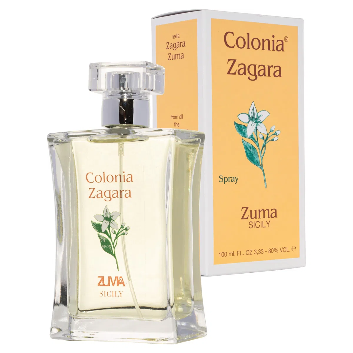 Profumi Zuma - Parfum Zagara Cologne Spray - La Fragrance Historique depuis 1943 qui Réveille la Fraîcheur de la Fleur d'Oranger Made in Sicily (Zagara Zuma 100 ml)