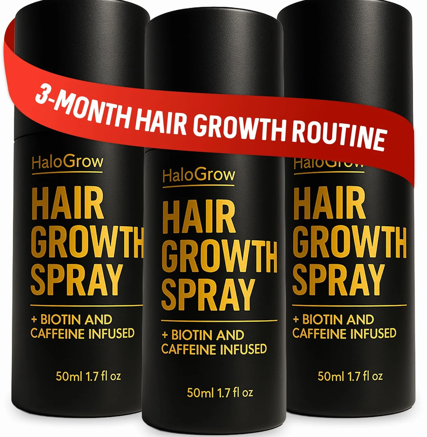 Serum Pousse Cheveux Spray à la Biotine, Caféine, Huile de Ricin et Aminexil - Favorise la Pousse Rapide (3 mois)