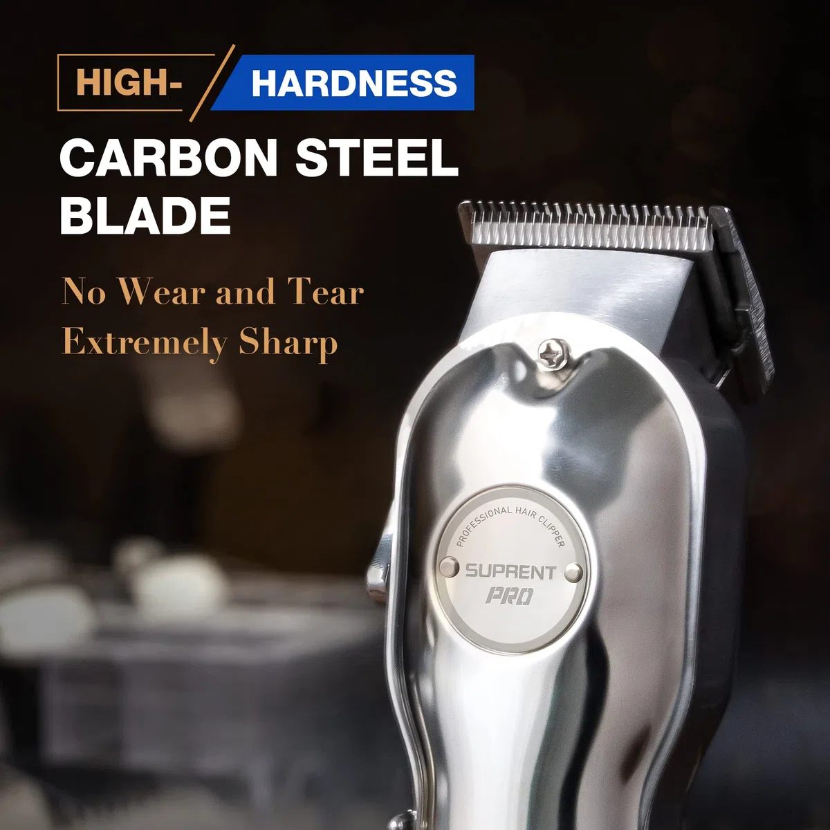 SUPRENT Tondeuse à Cheveux Professionnelle Homme Kit Coupe Cheveux Lame T Zero Gap Sans fil écran LED Argent