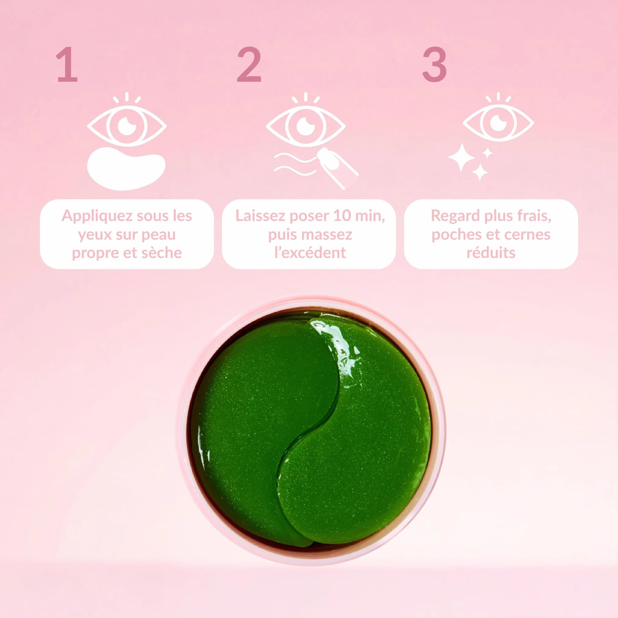 Patchs Anti-Cernes à la Caféine 30 Paires (60 Patchs) Décongestionne le contour des yeux Réduit les poches cernes et signes de fatigue Effet Booster Regard 98% d’Origine Naturelle 100/100 Yuka