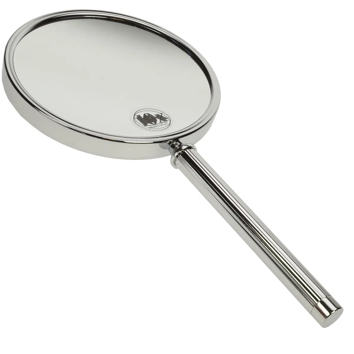 Fantasia Miroir à Main Double Face Normal et Grossissement x 10 - Diamètre 13 cm - Longueur 28,5 cm - Argenté/Chromé