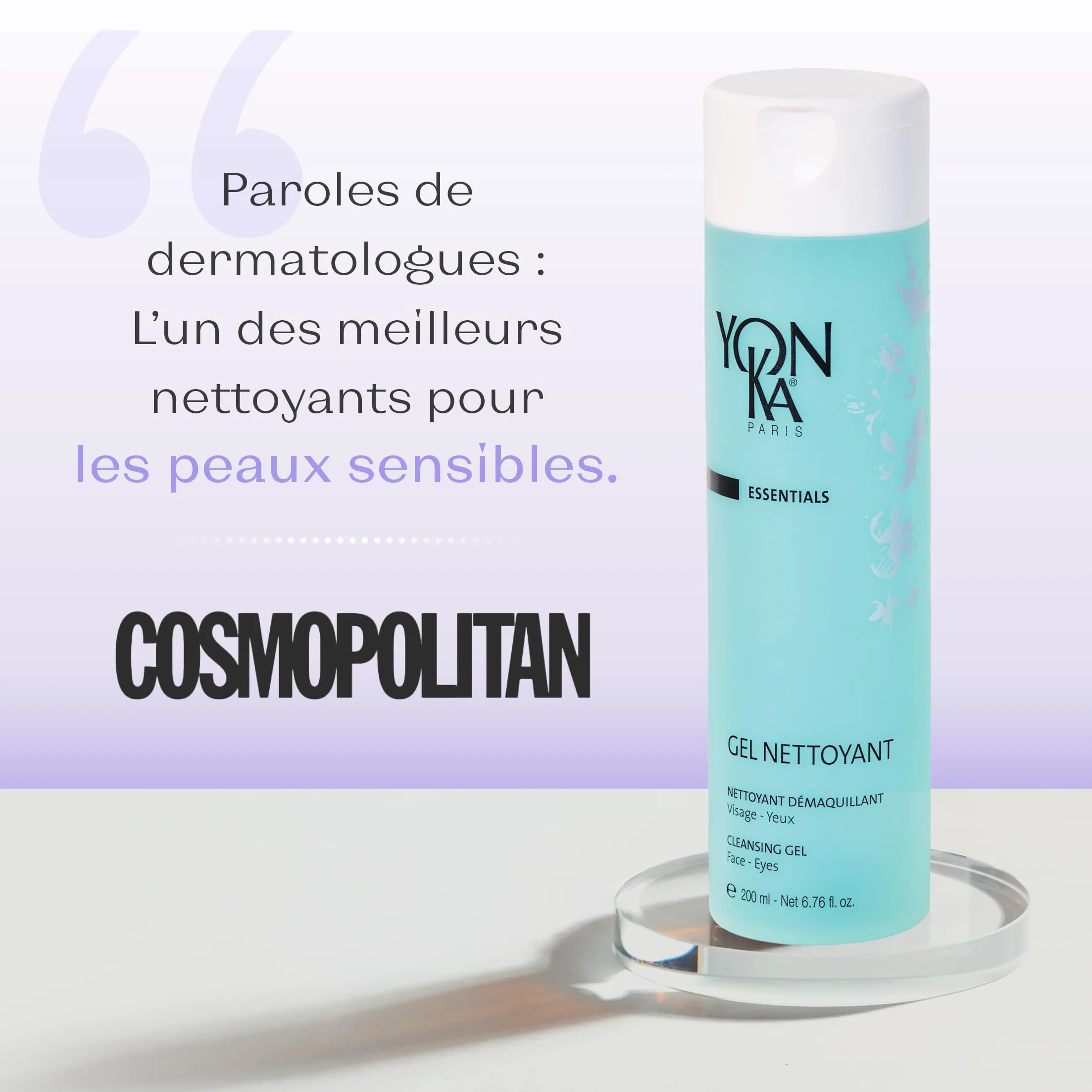 Yonka Gel Nettoyant Moussant 200ml Démaquillant Visage Yeux Lèvres Peaux Mixtes à Grasses