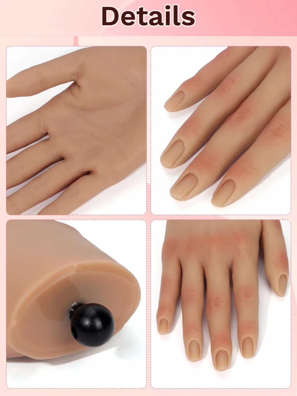 Main d'Entrainement Manucure: Ajustable Silicone Mains d Entrainement Ongles avec 240 Pièces 3XL Clair Faux Ongles - Flexible Faux Ongle Main Entrainement pour Domicile - Nature