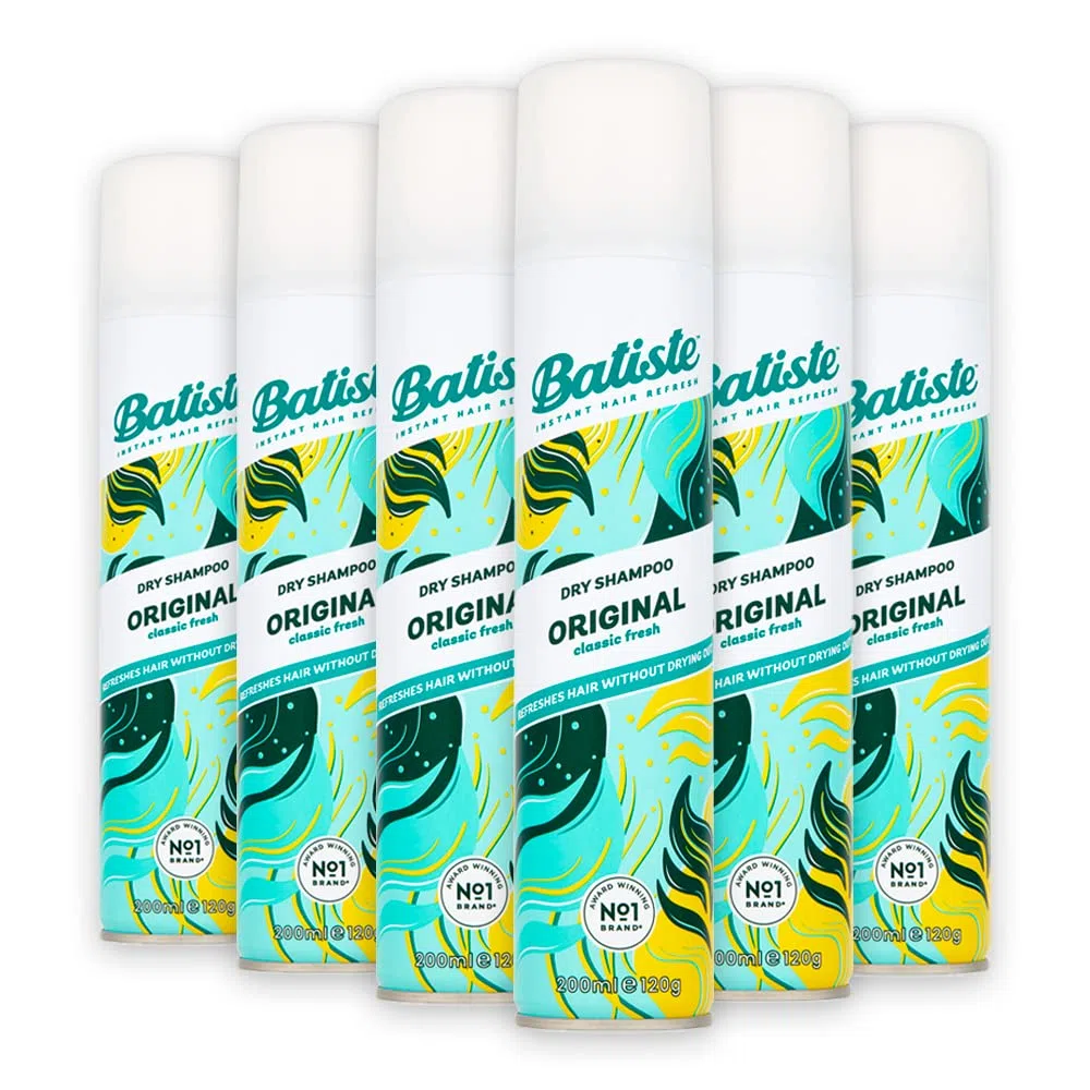 Batiste Shampooing sec Dry Clean & Classic Original, pour cheveux frais pour tous les types de cheveux (6 x 200 ml)
