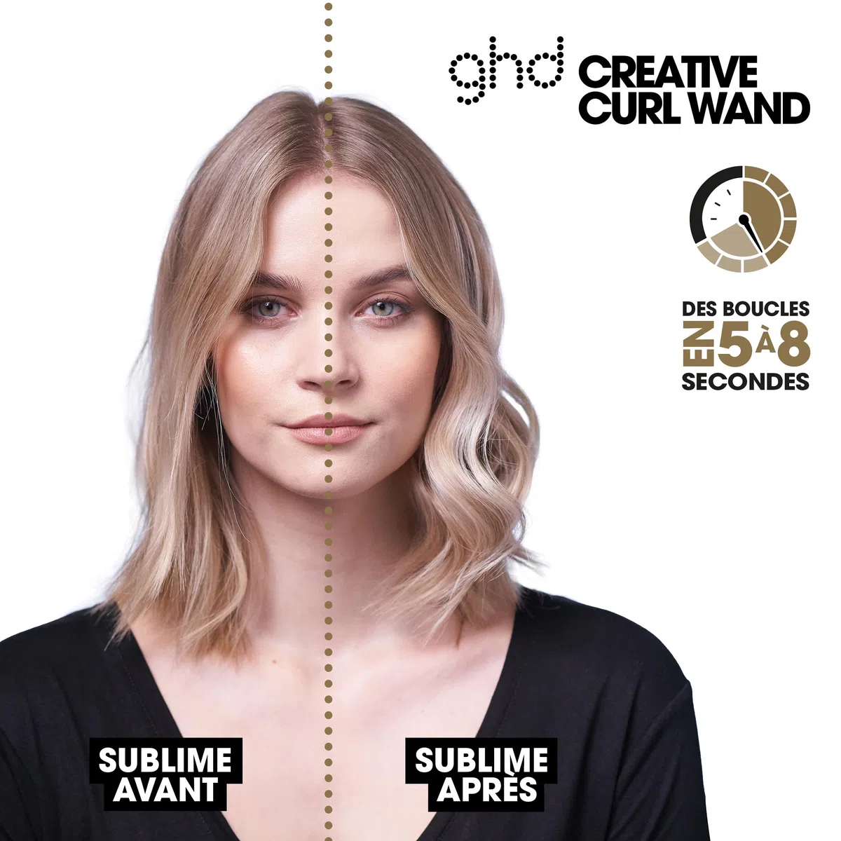 ghd - Boucleur ghd Creative Curl Wand - Boucleur professionnel (Noir) - Créez des boucles en 5 à 8 secs pour une tenue 24H - Wavy naturel facile, rapide - Idéal pour tous types de cheveux