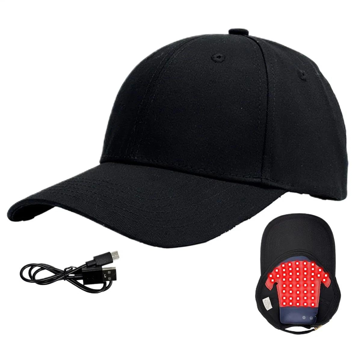 Chapeau de repousse des cheveux à lumière rouge – 450 nm LED soins du cuir chevelu design | Bonnet de repousse des cheveux | Chapeau de cheveux LED pour la maison, les voyages, la stimulation du cuir